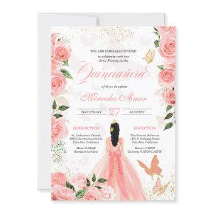 Pink Roses Butterfly Mariposa Quinceanera Floral