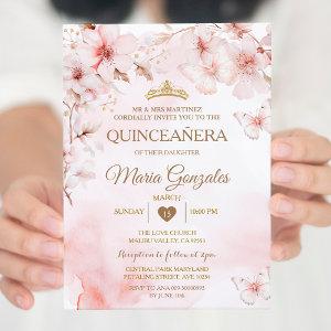 Pink Roses Butterfly Quinceañera Sweet 16