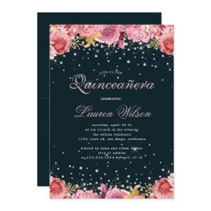 pink roses diamonds elegant Quinceanera