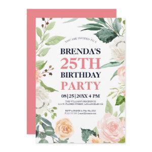 Pink roses frame birthday invite