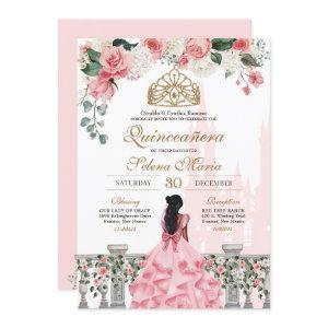 Pink Roses & Gold Princess Fairytale Quinceanera