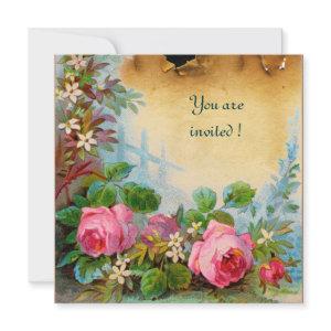 PINK ROSES & JASMINES parchment pink green