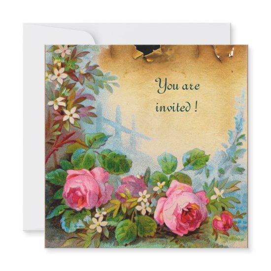 PINK ROSES & JASMINES parchment pink green