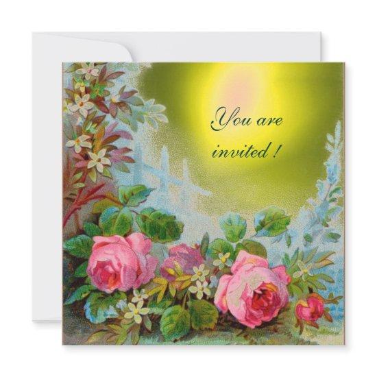 PINK ROSES & JASMINES ,Yellow Gem Stone
