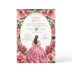 Pink Roses Quinceañera 15 Anos Flowers Gold