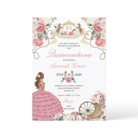 Pink Roses Western Charro Cowgirl Quinceañera
