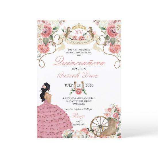 Pink Roses Western Charro Cowgirl Quinceañera