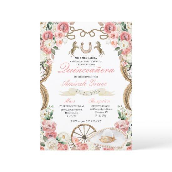 Pink Roses Western Charro Cowgirl Quinceañera