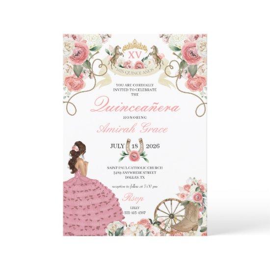 Pink Roses Western Charro Cowgirl Quinceañera