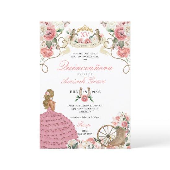 Pink Roses Western Charro Cowgirl Quinceañera