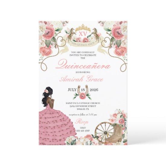 Pink Roses Western Charro Cowgirl Quinceañera