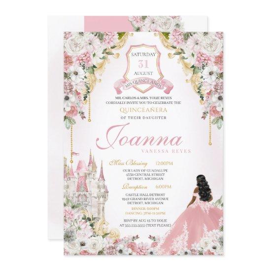 Pink Royal Princess Elegant Castle Quinceanera