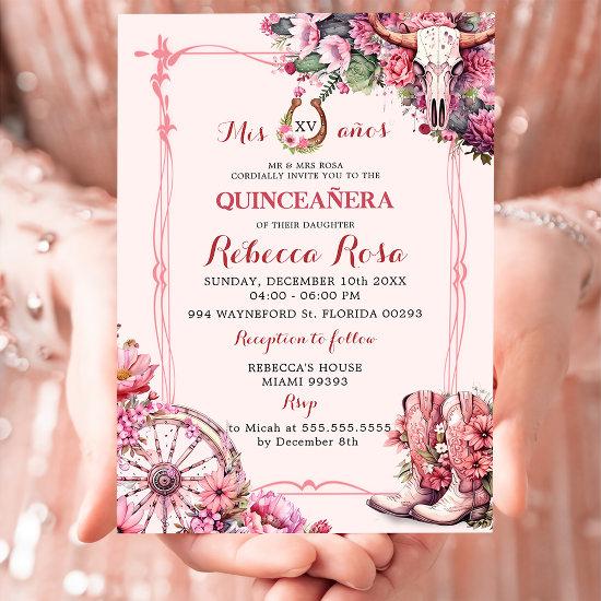 Pink Rustic Boho Western Charra Theme Quinceanera