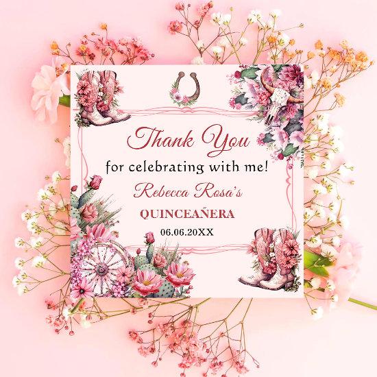 Pink Rustic Boho Western Charra Theme Quinceanera  Napkins