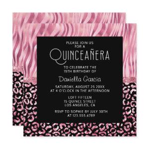 Pink Safari Tiger Leopard Shimmer Quinceañera