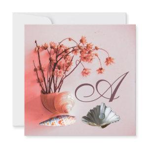 PINK SEASHELLS,FLOWERS MONOGRAM Beach Wedding
