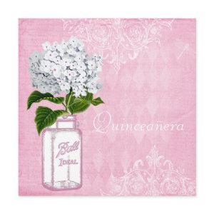 Pink Shabby Chic Jar & Hydrangea Quinceanera