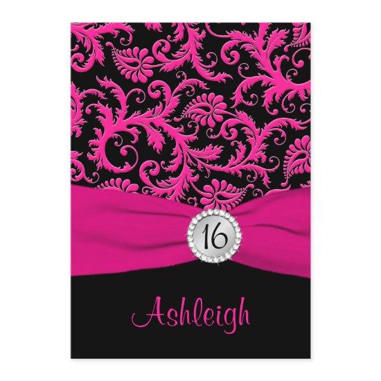 Pink, Silver, Black Damask Sweet 16