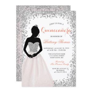 Pink Silver Glitter Quinceanera 15th Birthday