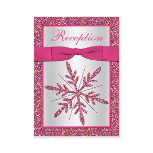 Pink, Silver Glitter Snowflake Enclosure Card