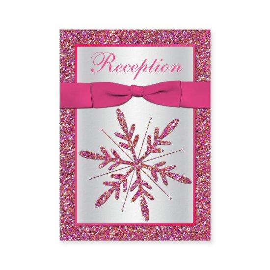 Pink, Silver Glitter Snowflake Enclosure Card