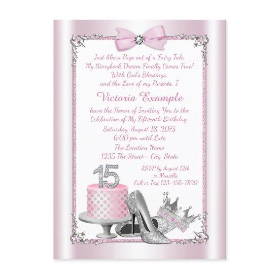 Pink Silver Quinceanera 15th Birthday