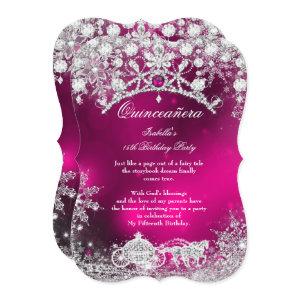 Pink silver Quinceanera 15th Winter Wonderland