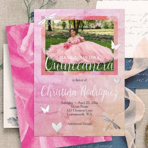 Pink & Silver Quinceanera Roses  Foil