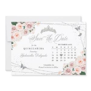 Pink & Silver Quinceañera Save The Date