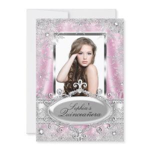 Pink Silver Sparkle Jewel Snowflake Quinceanera