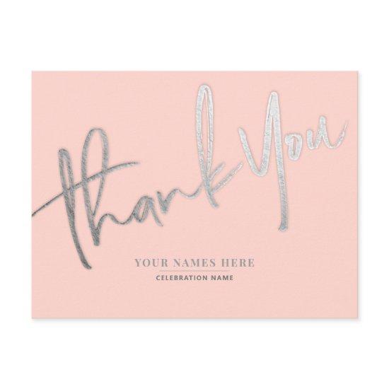 Pink Silver Thank You Elegant Universal Postcard