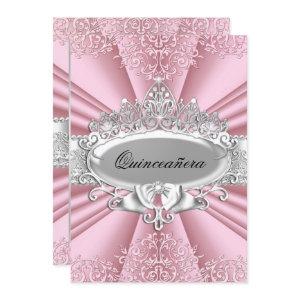 Pink/Silver Tiara & Damask Quinceanera 15th Party