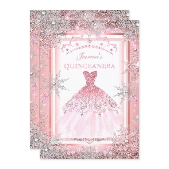 Pink Silver Winter Wonderland Quinceanera Party 2
