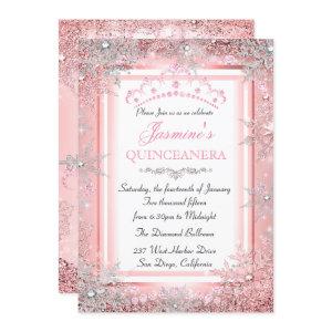 Pink Silver Winter Wonderland Quinceanera Party