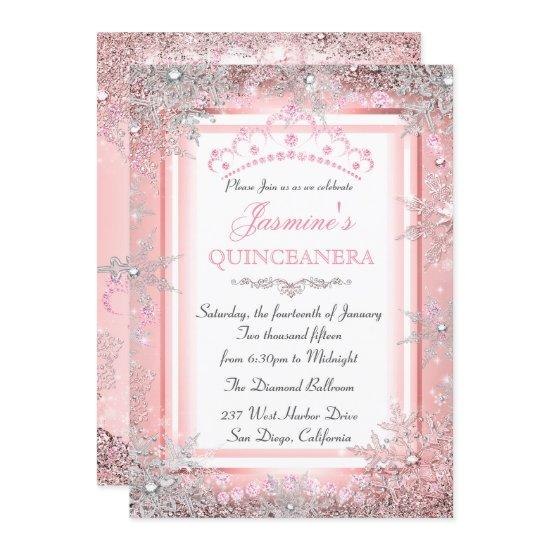 Pink Silver Winter Wonderland Quinceanera Party