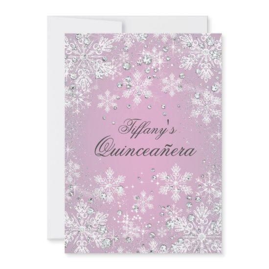 Pink Snowflake Winter Wonderland Quinceanera