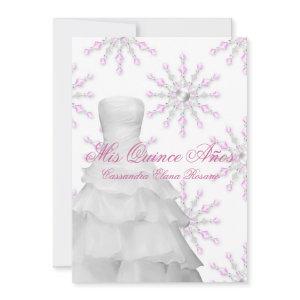 Pink Snowflakes Pink White Quinceanera