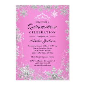 Pink Snowflakes Winter Wonderland Quinceanera