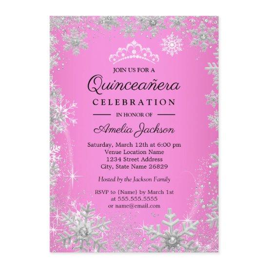 Pink Snowflakes Winter Wonderland Quinceanera