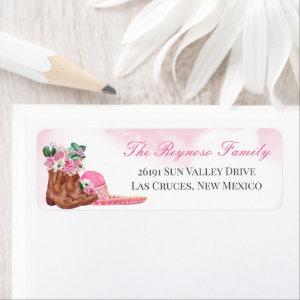 Pink Sombrero Rose Floral Charra/Cowgirl Return Label