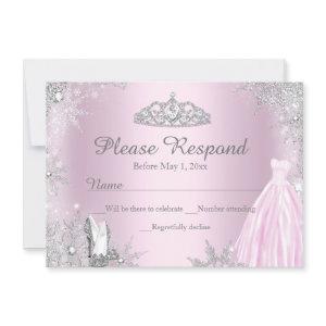 Pink Sparkle Dress Tiara RSVP Reply