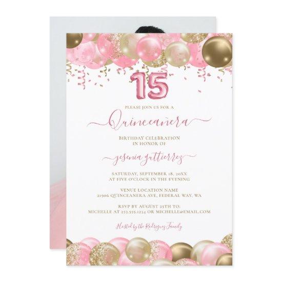 Pink Sparkle Glam Quinceañera Balloon Photo