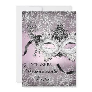 Pink Sparkle Snowflake Masquerade Quinceanera
