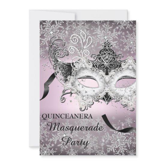 Pink Sparkle Snowflake Masquerade Quinceanera
