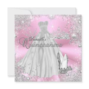 Pink Sparkle Snowflake Quinceanera