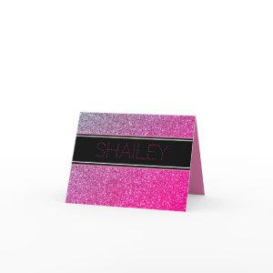 Pink Sparkles Thank You Note Card