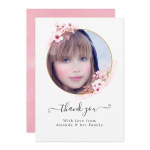 Pink Spring Cherry Blossom Photo Thank You Card