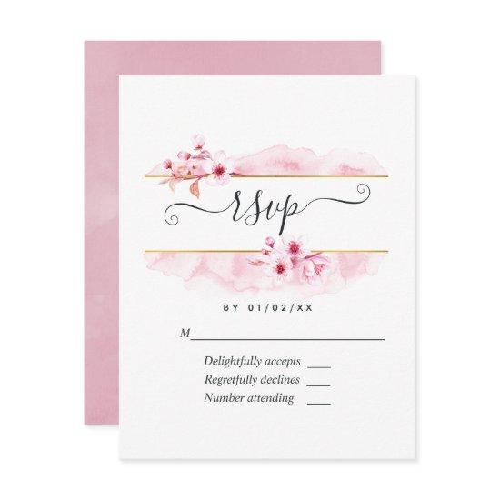 Pink Spring Cherry Blossom Quinceañera RSVP Card