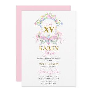 Pink Swan Crest Quinceanera