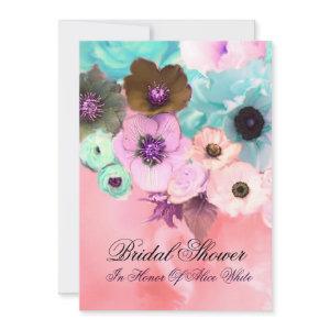 PINK TEAL ROSES AND ANEMONE FLOWERS BRIDAL SHOWER
